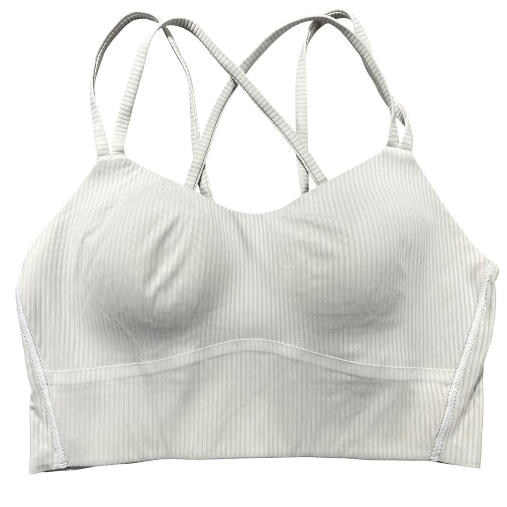 Lululemon Bra Womens Medium White Strappy Crossback Sports Bra Yoga Gym Running